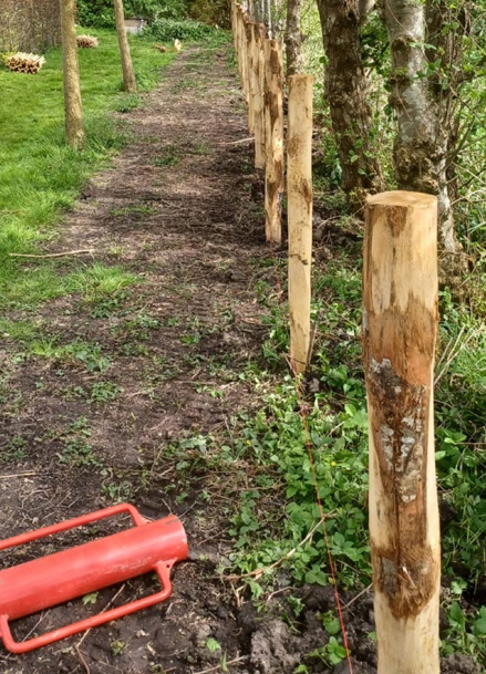 Kastanje hekwerk palen plaatsen